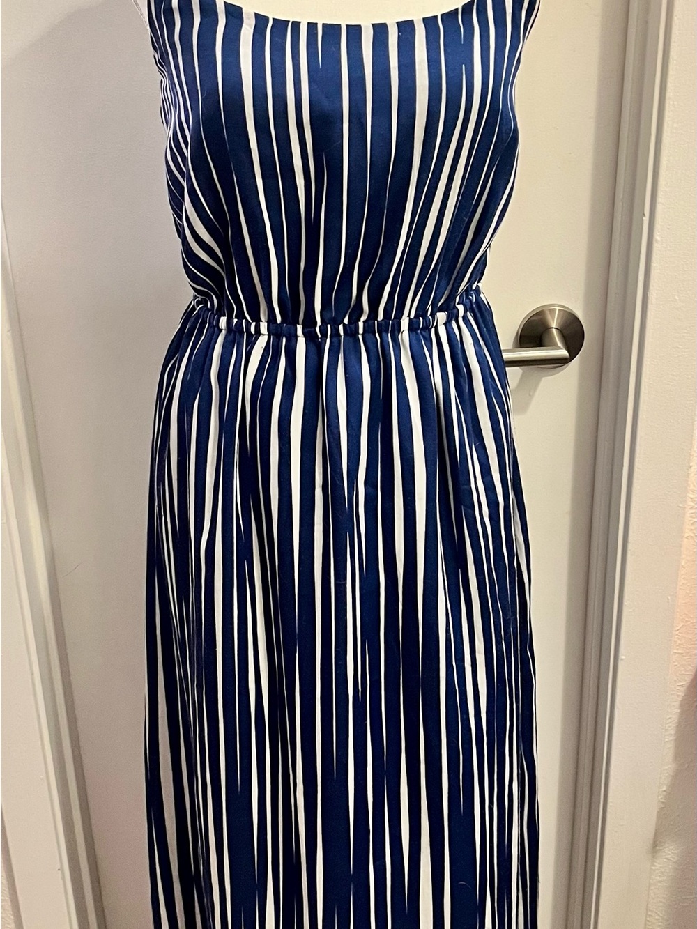 Banana Republic Navy and White Striped Sleeveless Bodysuit